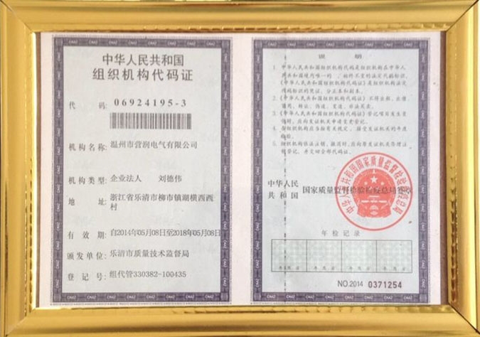 Organization code certificate